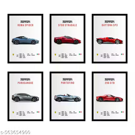 Ferrrari Wall Poster Frames - Pack Of 6