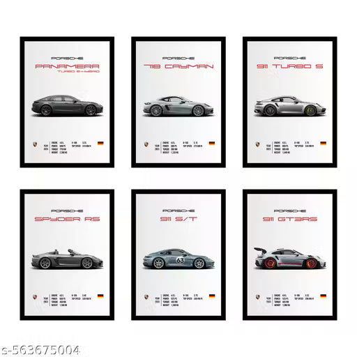 Porsche Wall Poster Frames - Pack Of 6